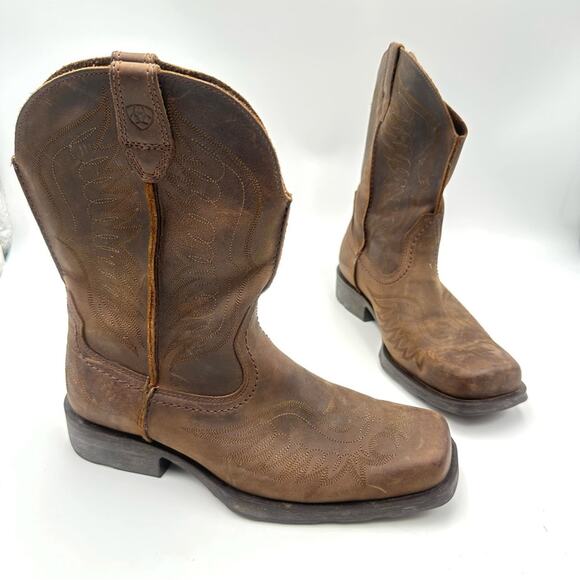 ARIAT men's Square Toe Cowboy Boots brown suede leather - SIZE 9